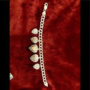 Sterling Silver Heart Charm Bracelet